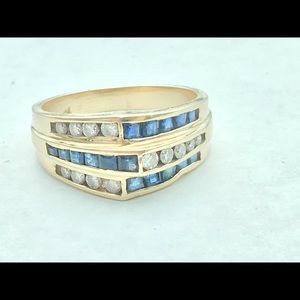 Vintage estate ring diamond sapphire band